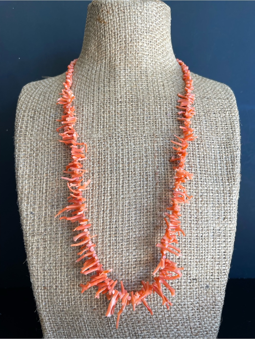 Vintage natural salmon branch coral necklace.